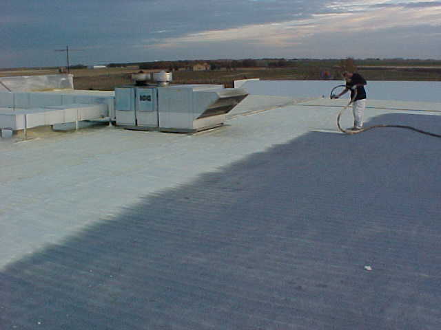 Roof during spray operation