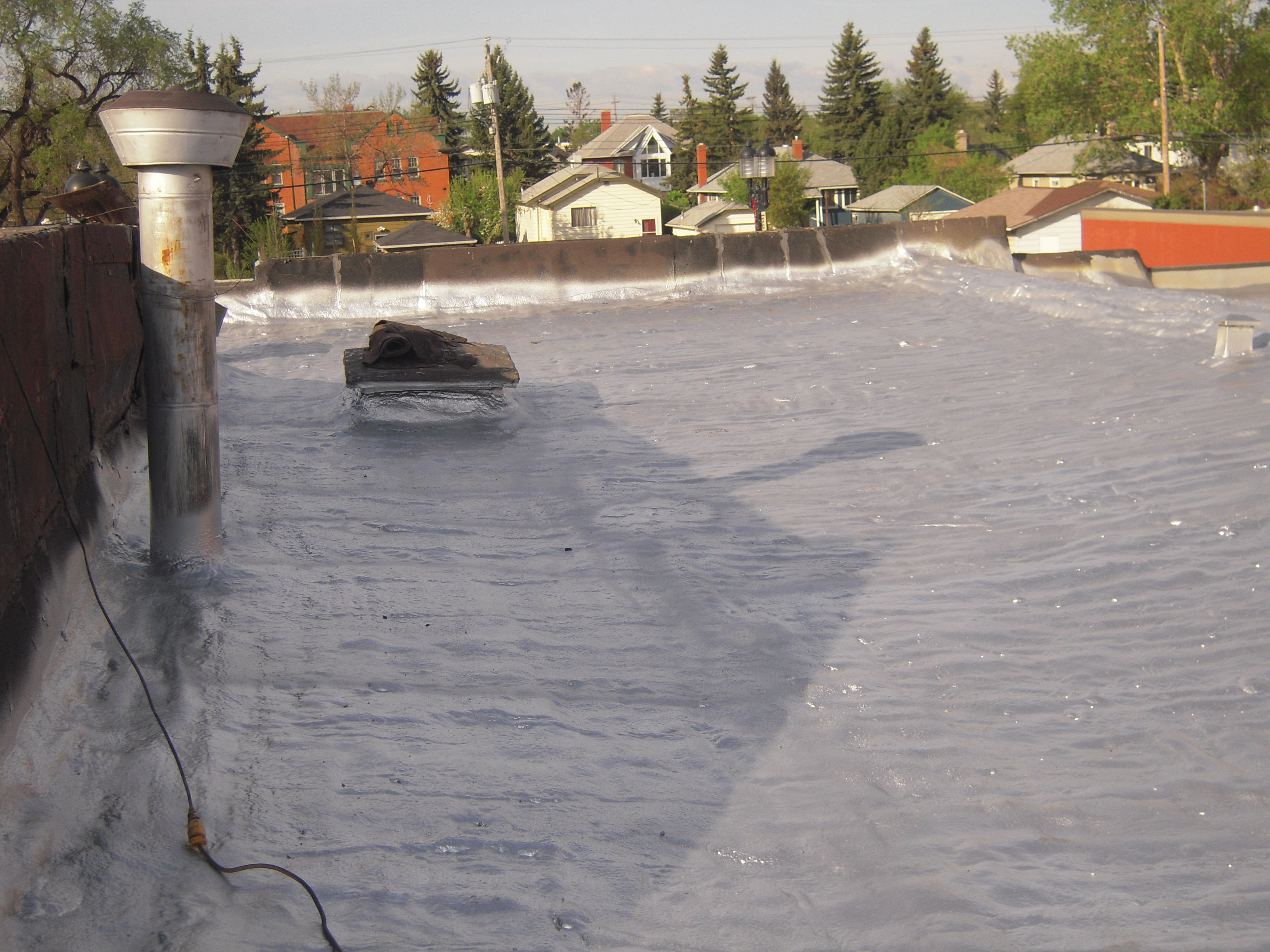 Roof during spray operation